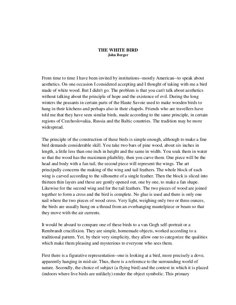 john berger the white bird essay